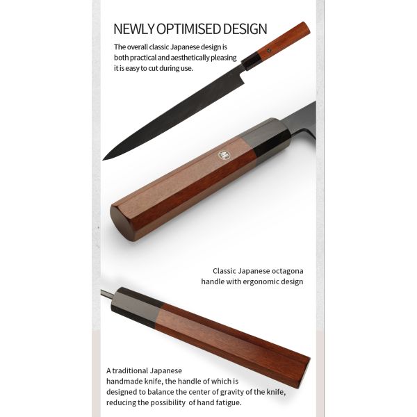 300mm Yanagiba Sushi Knife with Aogami Blue Steel #2 Core, DLC Coating, and Single Bevel Edge