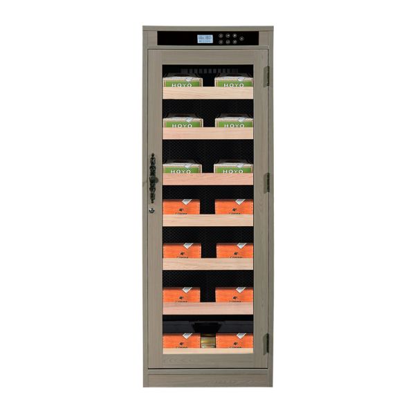 Wooden Frame Electric Cigar Cooler with Consistent Humidity Control and Glass Door Secure Locker