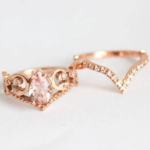 Vintage Grateful S925 Rose Gold Antique Cz Engagement Rings Promise Anniversary Gift