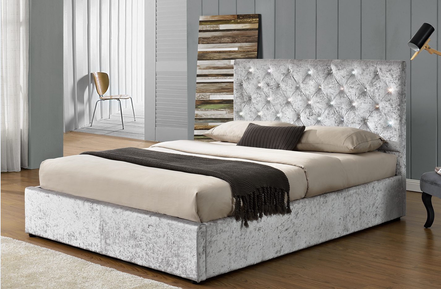 Машинная плита короля Размера Платформы Tufted Обивать с изголовьем кнопок