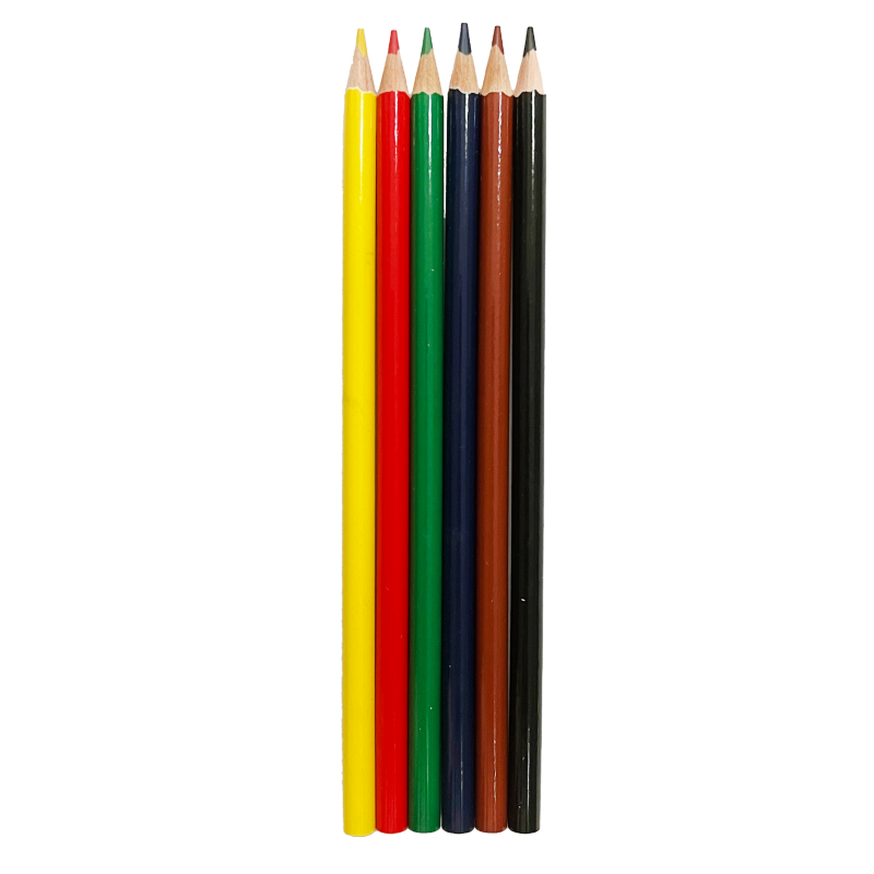 High Quality 7 Inch 6PCS Colored Students Painting Wood Round Shape Color Pencil