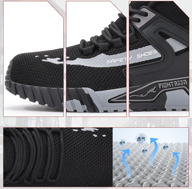 Men's Lightweight Breathable Work Safety Shoes Steel Toe Anti-Puncture Anti-Smash Odor-Resistant Summer Industrial Footwear Cross-Border