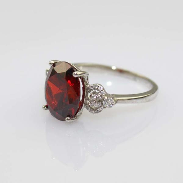 Rose Gold Plated 925 Silver Ring with 8mmx10mm Oval Pink Cubic Zircon(R245)