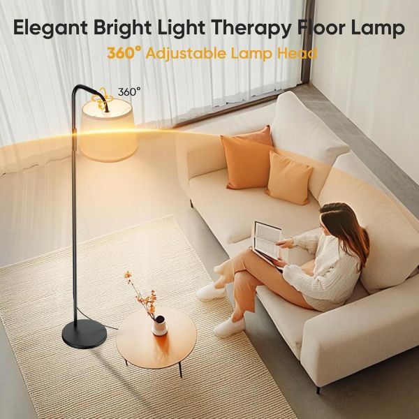 10000 Lux Light Therapy Lamp with Adjustable Color Temperature and Remote Control for SAD Relief