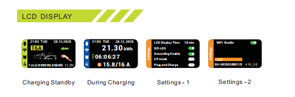 Adjustable Current Portable EV Charger with Touch Control and IP67 Rated Enclosure