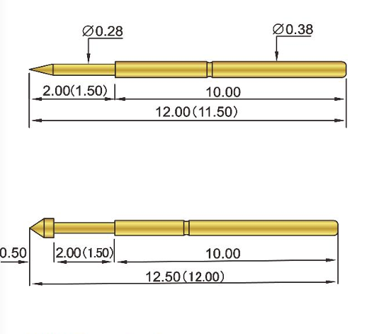 Gold Plated Brass Barrel Spring Test Probe with BeCu/SK4 Plunger and SWP Spring for Precision Testing