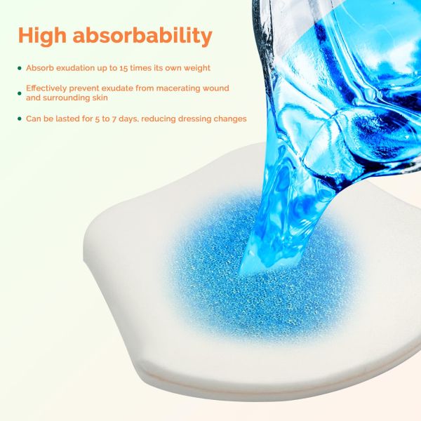 Self Adhesive Hydrophilic Heel Foam Dressing Pads For Foot Ulcers Pressure Sores