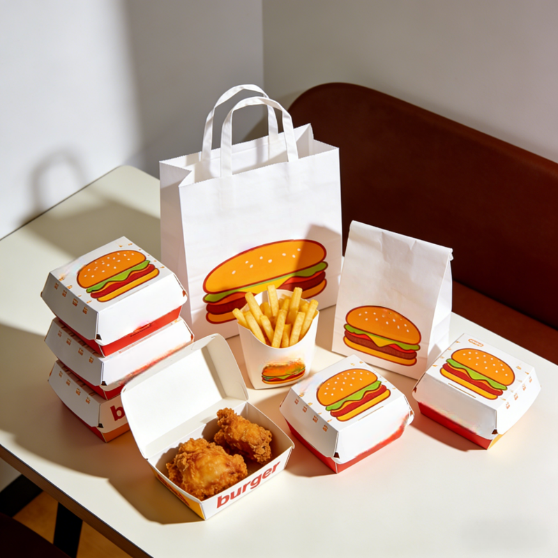 Restaurant wholesale customized set fast food takeout Korean fried chicken box food burger sandwich fries box