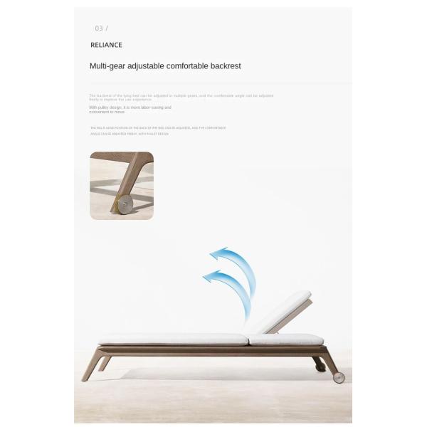 Sun Resistant Swimming Pool Beach Hotel Teak Lounge Chair With Wheel Adjustable Backrest