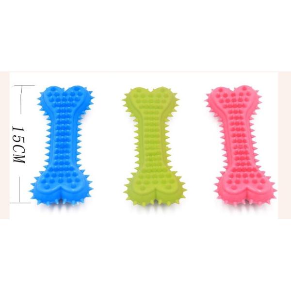 All-Season Pet Durable Nature Rubber Puppy Interactive Molar Bone Shape Toothbrush Stick Teeth Clean TPR Treat Training Dog Bit Chew Toy