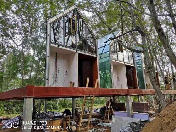 China patenteou casas luxuosas pré-fabricadas estância do espelho do sótão