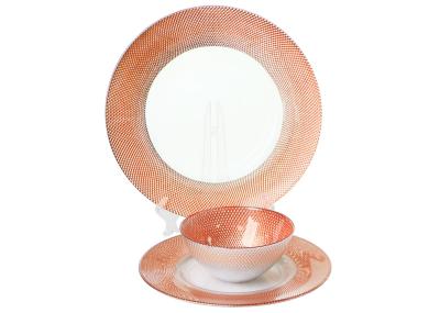 Hand Made Embossed Lead Free Glass Charger Plates , 33cm Crystal Glass Plates for Party Wedding