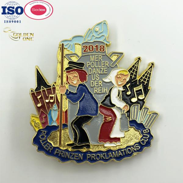 Shiny Gold Souvenir Metal Lapel Pins Clown Christmas Cute Soft Hard Enamel Badge