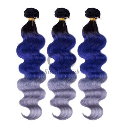 #T1B/Blue/Grey Body Wave Remy Human Hair Bundles Sew In Weave Bundles Brazilian Bundle Deals