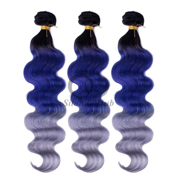 #T1B/Blue/Grey Body Wave Remy Human Hair Bundles Sew In Weave Bundles Brazilian Bundle Deals