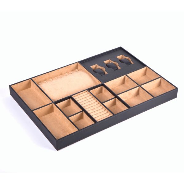 Customizable Drawer Insert for Jewelry Storage, 14-Section Modular Organizer Tray, E0 MDF with Velvet Fabric, Fast Delivery for Wardrobe Manufacturers