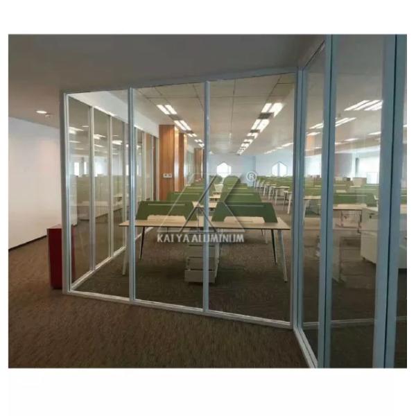 Fire Proof 6061 Aluminum Alloy Profile Commercial Glass Partition For Office Building