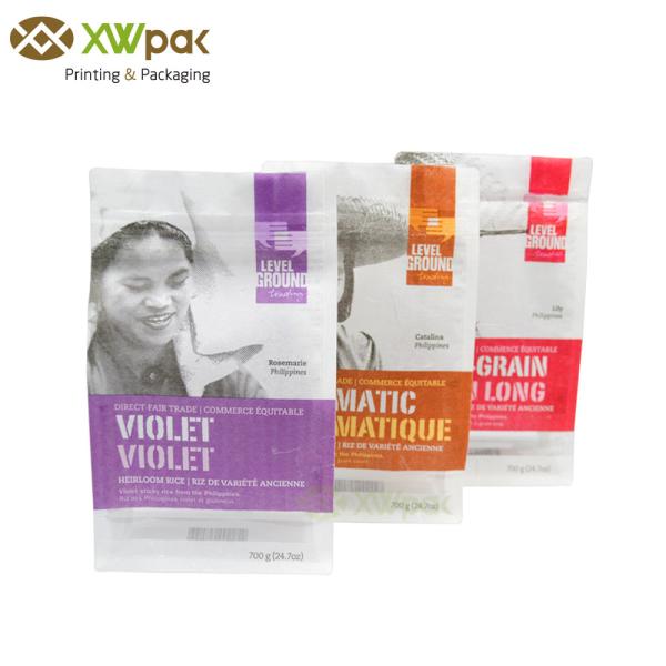 Изготовленные на заказ Ресеалабле сумки рисовой бумаги стоят вверх упаковка еды с молнией