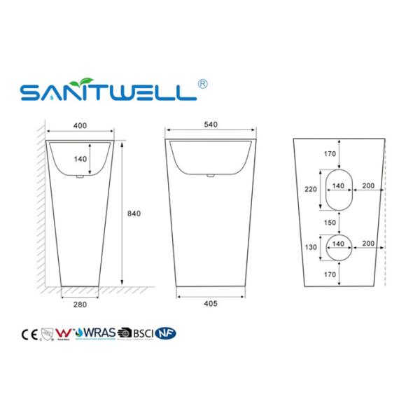 Commercial Fashionable Bathroom Pedestal Basins Ceramic Material For Hand Cleaning