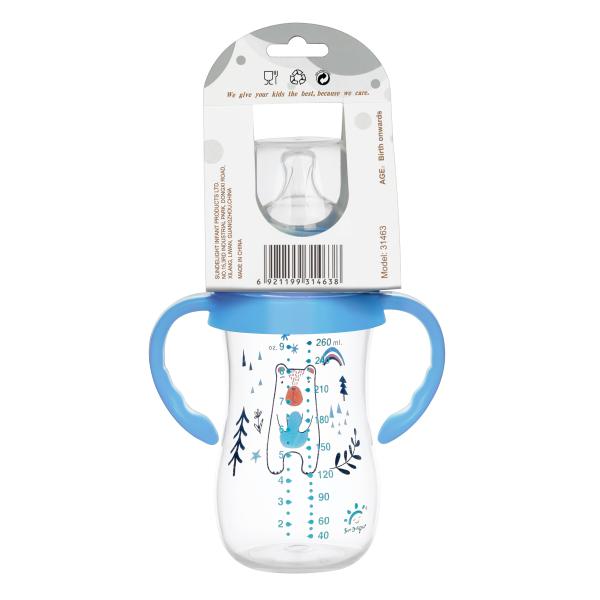 9 oz/ 260 ml PP Wide Neck Baby Feeding Bottle