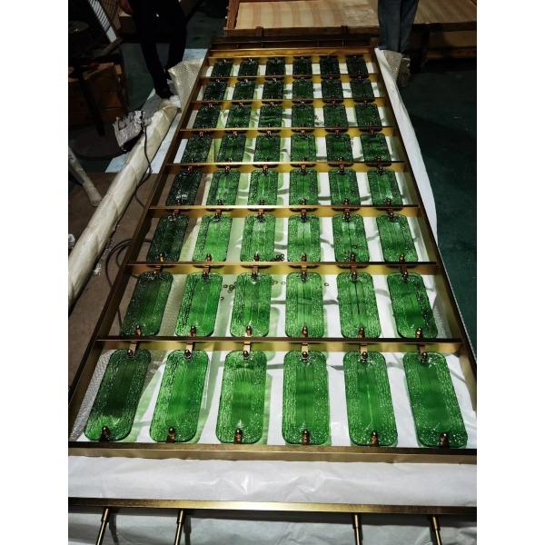 Custom Size Stainless Steel Screen Partition With Moru Glass For Interior Decoration In Gold Color