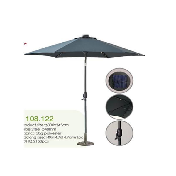 Led Light Outdoor Sun Parasol , Steel Polyester Patio Umbrella Uv Protection