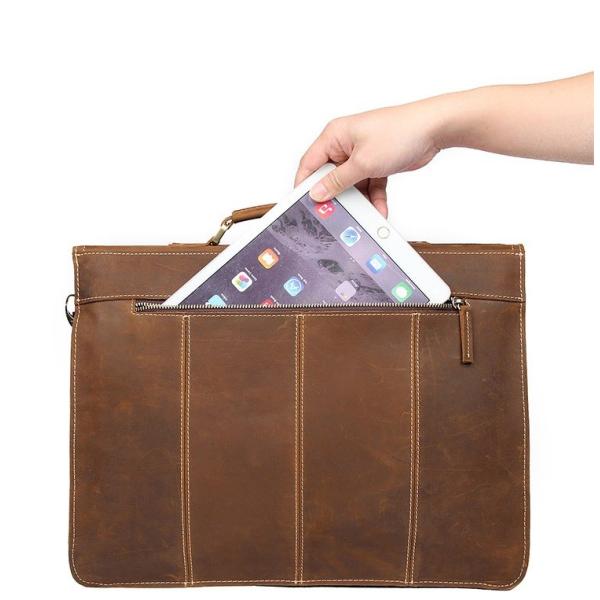 Waterproof Genuine Leather Briefcase Rugged Leather Computer Laptop Bag BRB10