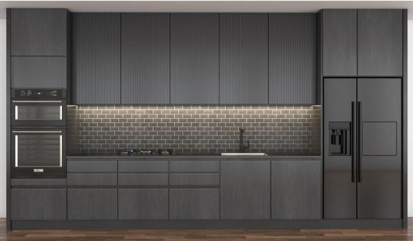 Lacquer Paint Black Modern Design Kitchen Cabinet Quartz Stone 15mm