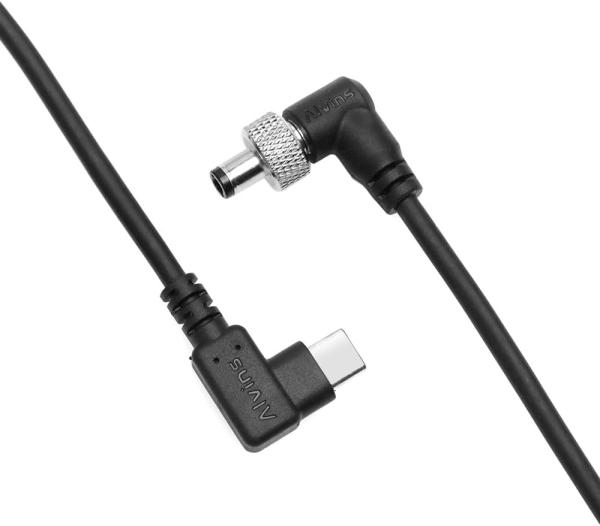 Alvin's Cables PD USB-C Type-C to Locking DC 12V Coiled Power Cable for Atomos Shogun, Blackmagic Video Assist, Hollyland Mars, Right Angle