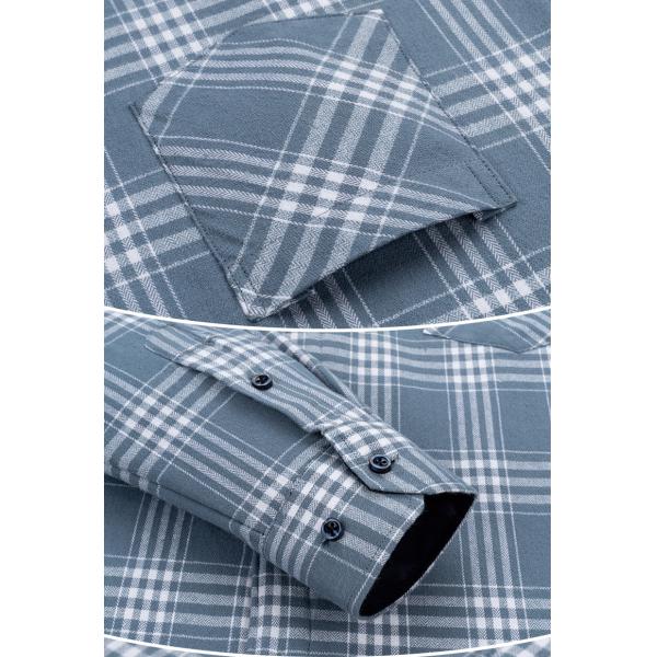 Thickened Fleece Viscose/Polyester/Spandex Plaid Shirt for Men's Office Causal Look