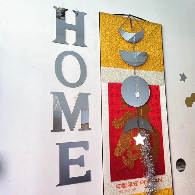 3D Modern Design DIY Removable Wall Decor Set of 4 Plastic MIRROR LETTERS Home Mirror Sticker for Living Room