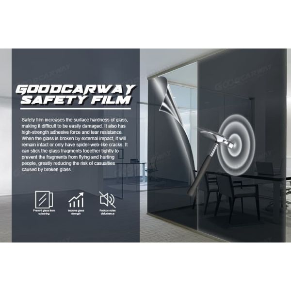 8mil Medium Tint Window Safety Film 20% VLT UV99% Impact Resistant Glass Layer