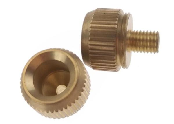 Golden Brass Machining Metal Parts Knurled Head Push Button Nut M6 for Electronics