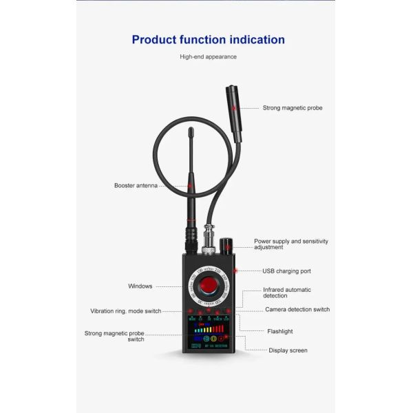 Anti Eavesdropping Detector RF Wireless Gsm Signal Wiretapping Tracker for Security