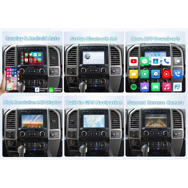 Upgrade Android Box For Ford F150 2015-2022 Wireless Carplay Touch Screen GPS Navigation Multimedia player Auto Stereo Head Unit SYNC2 and SYNC3
