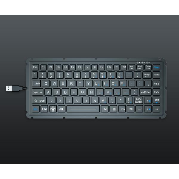 Durable Embedded silicone rubber rugged keyboard 87 Keys Built In Military Grade PCB