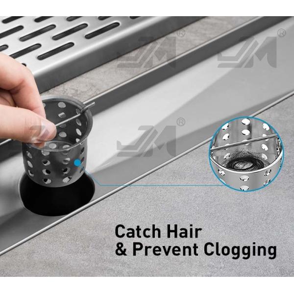 OEM Linear Shower Floor Drain With Hair Strainer Satin Polished Finish