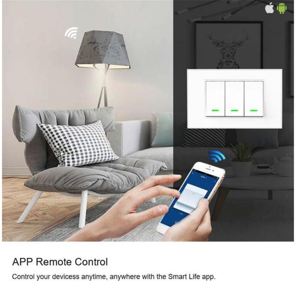 TB21 No Netural Wire Single Live Wire Smart Light Switch 1 2 3 Gang White and Gold