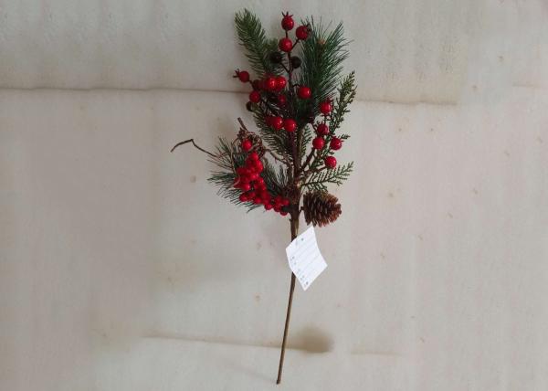 No Wither 48cm Christmas Pine Picks With Artificial Red Berry