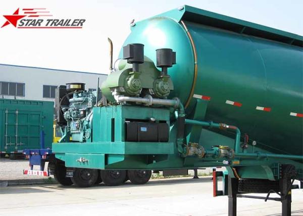 Banana Type Fuwa 3 Axles Bulk Cement Semi Trailer Green Colour CCC ISO Certification