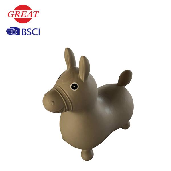 Brown Donkey Hoppe With Inflatable Pump , EU Standard Bouncy Animal Toy