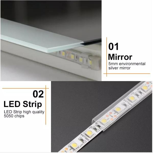 Light Grey Medicine Cabinet Led Mirror With Rust Resistant Coating And Custom Design