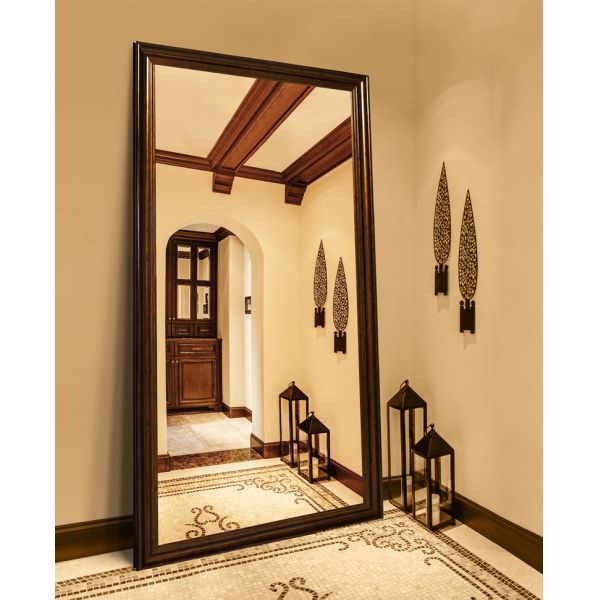 Luxury Baroque Style Full Length Mirror With PS Frame / Copper Free Silver Glass