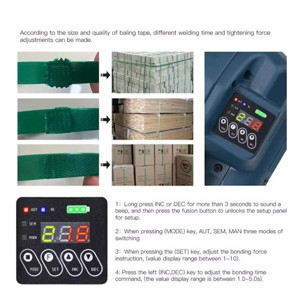 Tension Force 400-3200N One-key Handheld Electric Battery Strapping Machine Durable