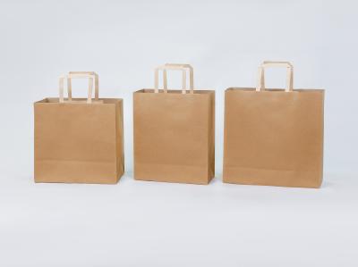 Customised Paper Bag Flat Handle Brown Kraft Paper Shopping Bags For Clothing Shoes