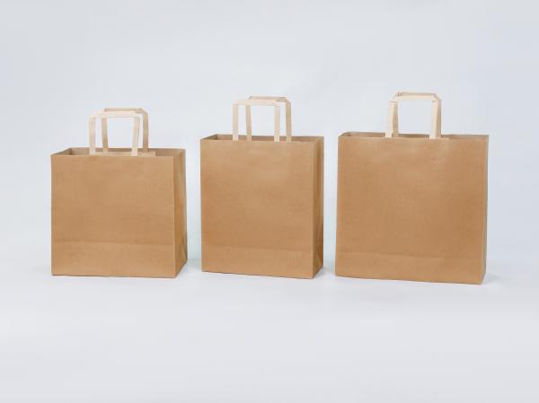 Customised Paper Bag Flat Handle Brown Kraft Paper Shopping Bags For Clothing Shoes