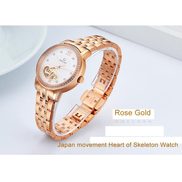 Наручные часы автоматических людей розового золота моды с задней частью нержавеющей стали