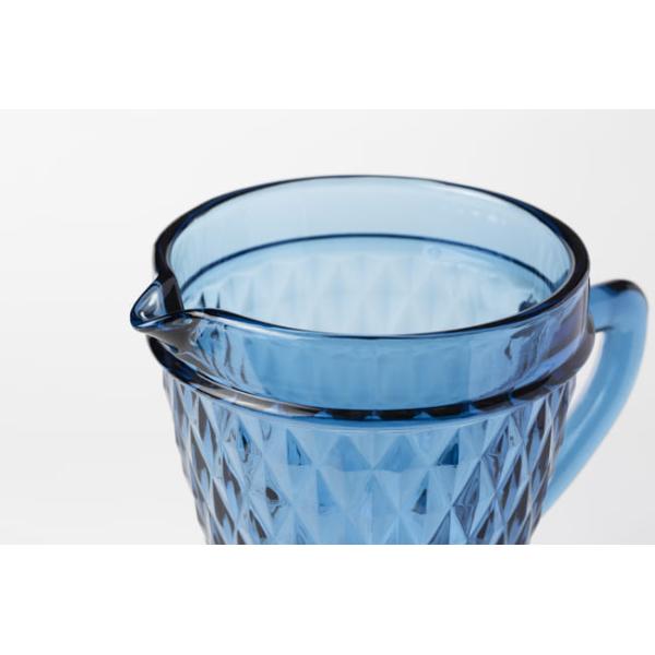 Blue Lead Free Pressed Glass Pitcher 1100ml 20cm Height Water Carafe With Spout