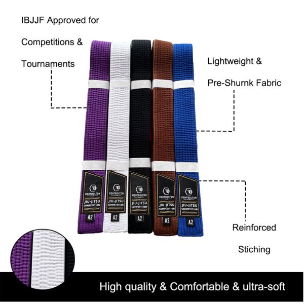 Lightweight Durable 100% Cotton BJJ Belt Pre Shurnk For Boys With Custom Logo