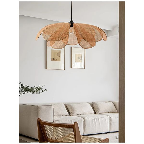 Restaurant Lighting Living Room Parlor Bar Decor Japanese Wicker Art Petal Pendant Light(WH-WP-141)